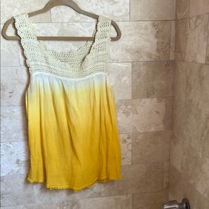 Yellow Ombre Crochet Top Lucky Brand